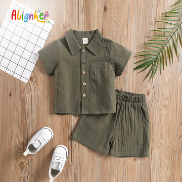 Baby Boy Summer Outfit 2-Piece Set | Toddler Short Sleeve Shirt and Shorts Casual Clothing