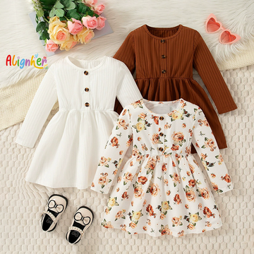 Baby Girl Long Sleeve Cotton Dress Set | Toddler Fall and Winter Outfits