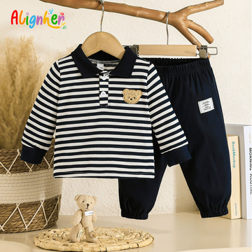 Boys Striped Long Sleeve Top and Pants Set | Toddler Casual Outfit