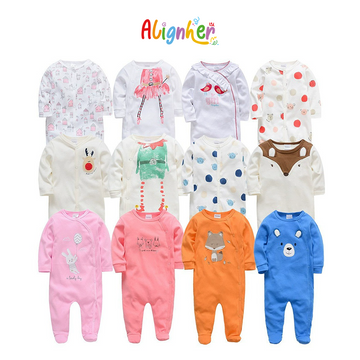 Baby Cotton Rompers | Newborn Long Sleeve Jumpsuits & Infant Sleepwear Bodysuits