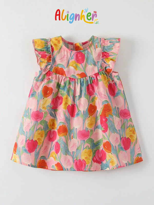 Baby Girl Summer Floral Dress | Toddler Sleeveless Party and Casual Outfit