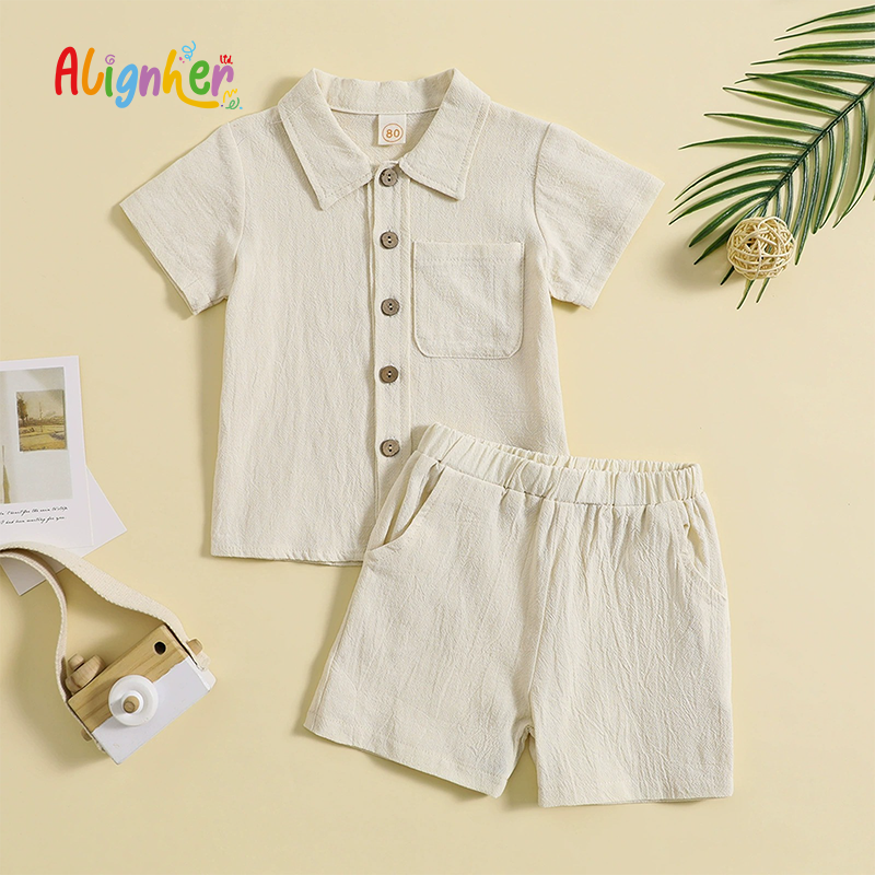 Baby Boy Summer Outfit 2-Piece Set | Toddler Short Sleeve Shirt and Shorts Casual  Clothing