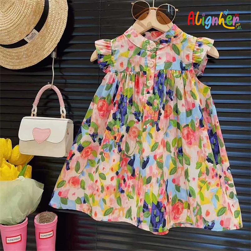 Baby Girl Summer Floral Dress | Toddler Sleeveless Party and Casual Outfit