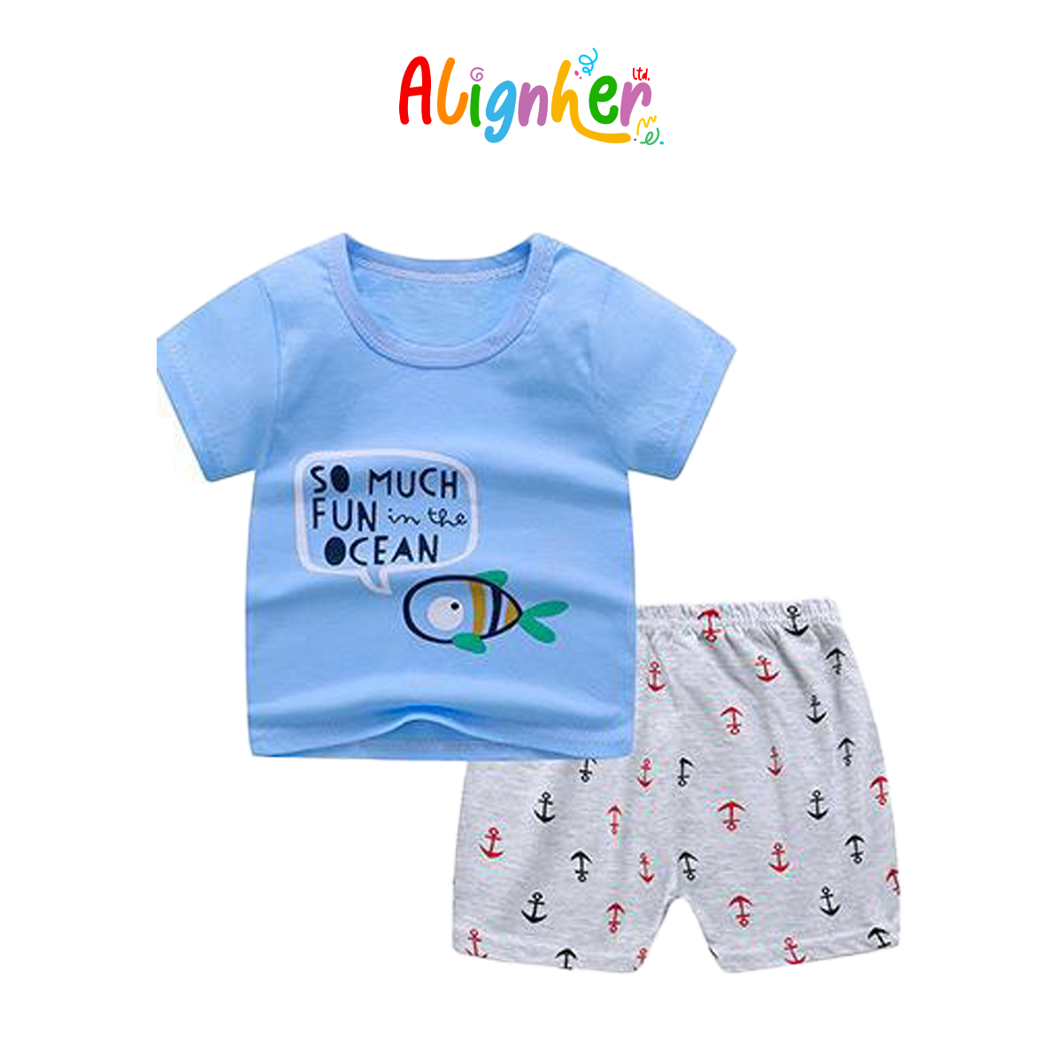 Baby Boy Summer Outfit Set | Cartoon Print T-Shirt and Plaid Shorts 2-Piece Toddler  Clothing