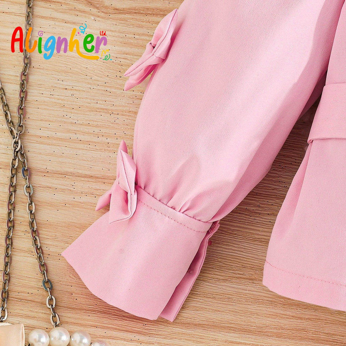 Girls Pink Flared Pants with Bow Detail – Stylish Bell Bottom Trousers