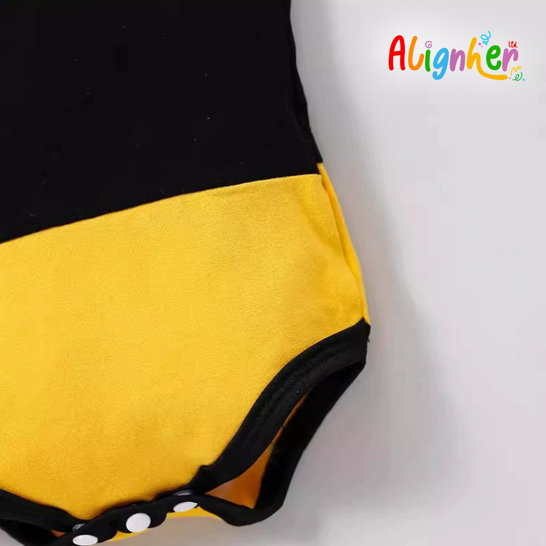 Baby Bee Romper Bodysuit – Soft Cotton Striped Infant Outfit with Snap Closure
