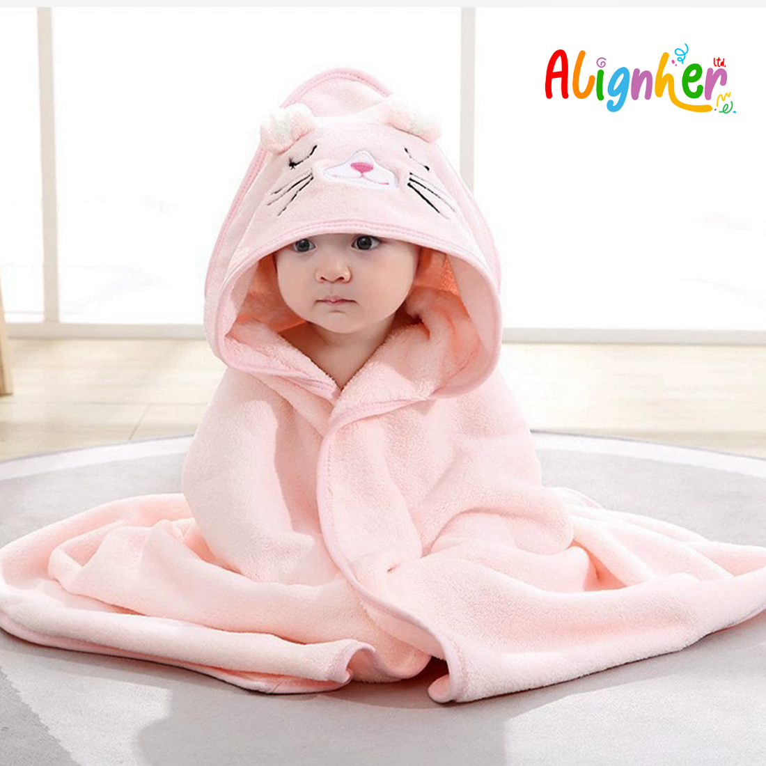 Baby Hooded Blanket with Animal Design – Soft Plush Swaddle Wrap for Newborns