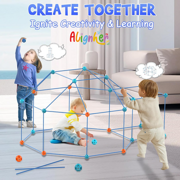Kids Fort Building Kit 450 Pieces – Construction Toy for Indoor Play, Build Your Own  Den with Sticks and Connectors, Ages 3+