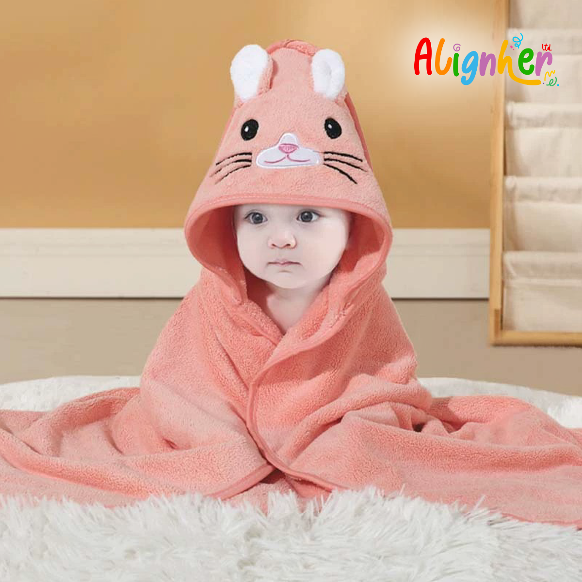 Baby Hooded Blanket with Animal Design – Soft Plush Swaddle Wrap for Newborns