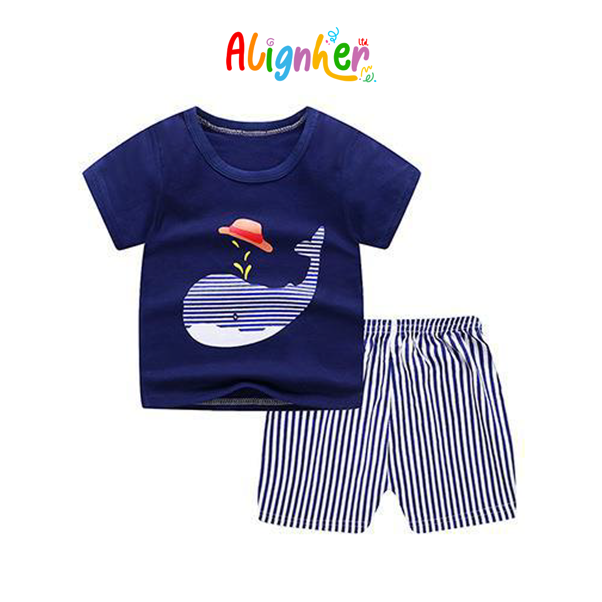 Baby Boy Summer Outfit Set | Cartoon Print T-Shirt and Plaid Shorts 2-Piece Toddler  Clothing